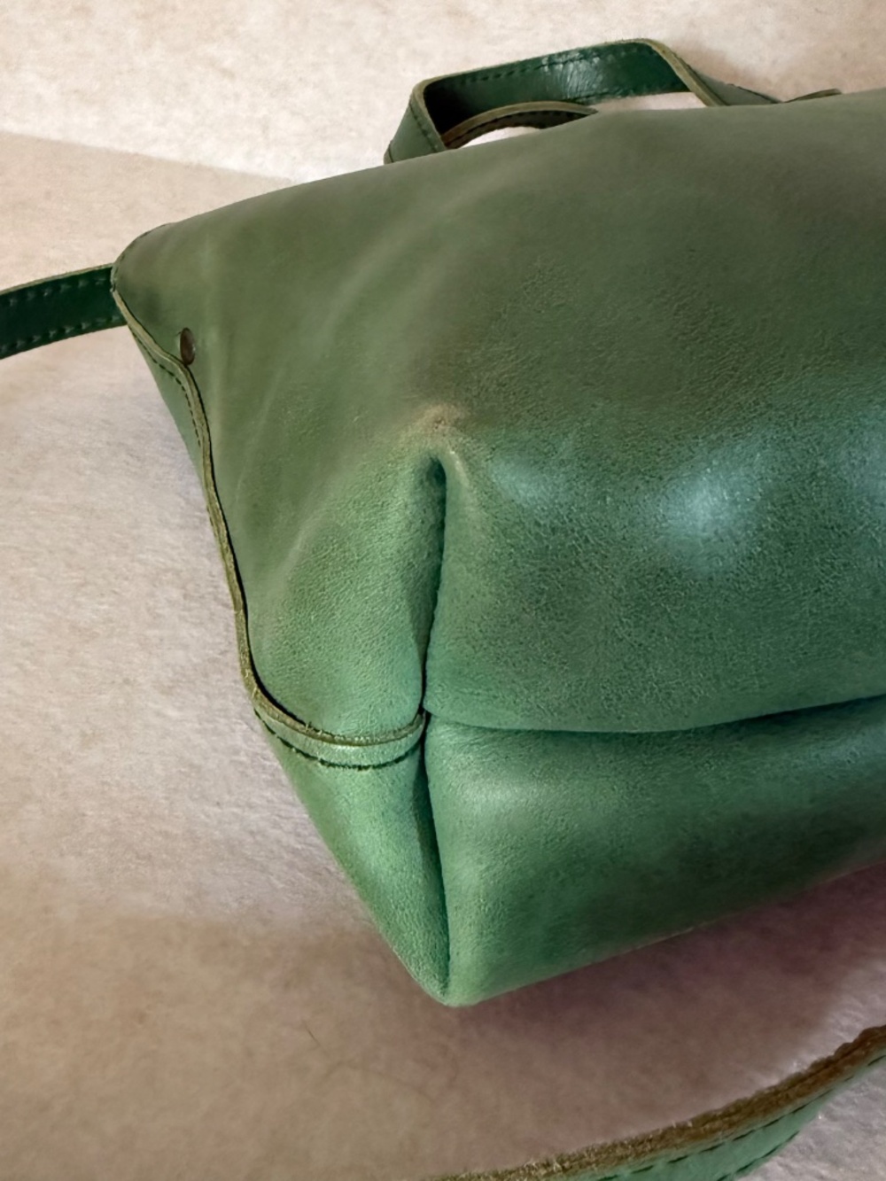 EUC Portland Leather Goods PLG Cowboy Mint Mini Crossbody Tote with Zipper - Picture 11 of 13